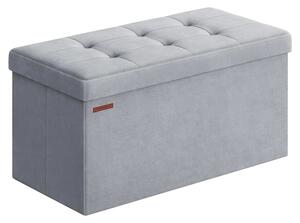 Taburetka sametová, lavice s úložným prostorem 89 L, nosnost do 300 kg, světle šedá