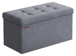 Taburetka sametová, lavice s úložným prostorem 89 L, nosnost do 300 kg, břidlicově šedá