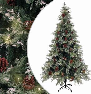 Vánoční stromek s LED a šiškami zelený a bílý 195 cm PVC a PE 3094565