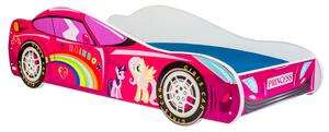 Dětská postel AUTO 160 × 80 cm – růžová – motiv růžové auto