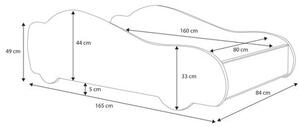 Dětská postel BATCAR 160 × 80 cm s matrací – motiv BACCAR
