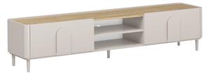 TV stolek Amilio 220 cm na nožkách - kašmírová / dub olejovaný / kašmírové úchytky