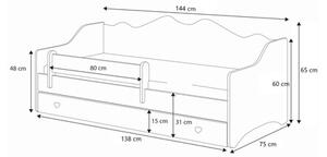 Dětská postel EMMA 140 × 70 cm – růžová