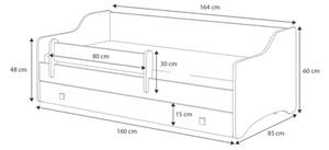 Dětská postel ERIK 160 × 80 cm – šedá
