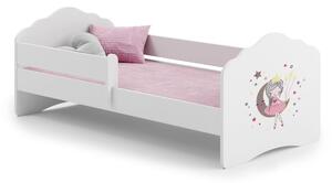 Dětská postel FALA 140 × 70 cm s ochrannou zábranou – motiv spící princezna