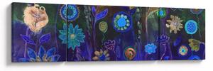 Obraz tmavěmodrých květů (170x50 cm)
