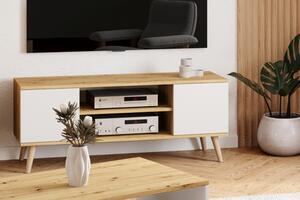 TV stolek FOCUS 135 cm – dub artisan / bílá