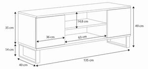 TV stolek FOCUS 135 cm – dub artisan / černá, loftový styl