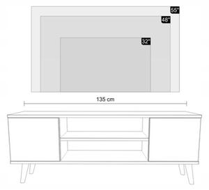 TV stolek FOCUS 135 cm – dub artisan / bílá