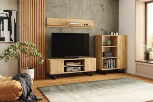 TV stolek FOCUS 135 cm – dub artisan, loftový styl