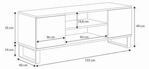 TV stolek FOCUS 135 cm – dub artisan, loftový styl