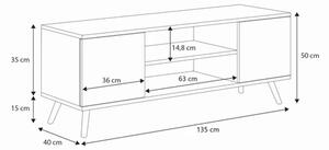 TV stolek FOCUS 135 cm – dub artisan / bílá