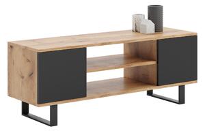 TV stolek FOCUS 135 cm – dub Craft zlatý / černá, loftový styl