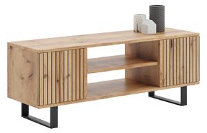TV stolek FOCUS 135 cm – dub Craft zlatý, loftový styl, lamelový dekor