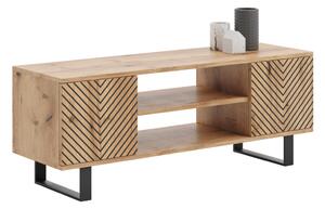 TV stolek FOCUS 155 cm – dub Craft, loftový styl, dekor rybí kost
