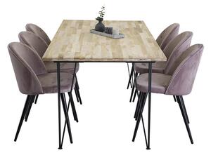 Bali Velvet stolní souprava teak béžová / růžová