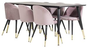 Dipp Velvet III stolní souprava černá / růžová