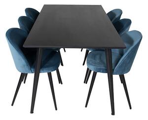 Dippel Velvet stolová souprava černá / modrá
