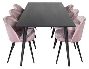 Dippel Velvet I stolová souprava černá / růžová