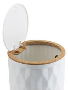 Sada koupelnových doplňků Reina bílá/prvky s povrchovou úpravou v dekoru dřeva