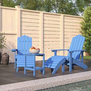Zahradní křesla Adirondack + podnožka/stolek HDPE akvamarínová 3095715