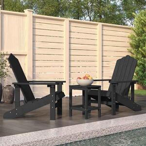 Zahradní křesla Adirondack se stolkem HDPE antracitová 3095705