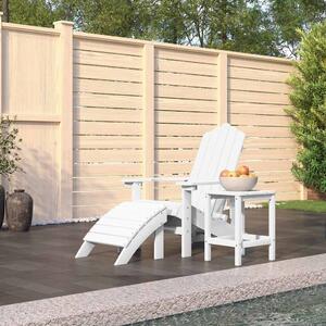 Zahradní křeslo Adirondack s podnožkou a stolkem HDPE bílé 3095708