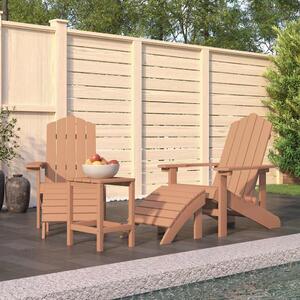 Zahradní křesla Adirondack s podnožkou a stolkem HDPE hnědá 3095714