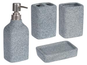 Sada koupelnových doplňků Stone, šedá/s prvky v barvě nerez