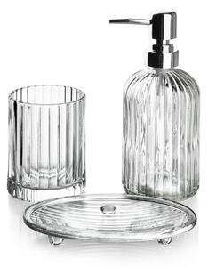 Mondex Sada koupelnových doplňků Ari, sklo se stříbrným odstínem/s chromovými prvky