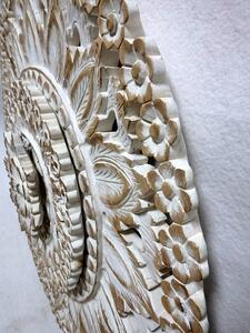 Závěsná dekorace MANDALA 3D, bílá, 90 cm, teakové dřevo (Masterpiece ruční práce)