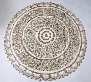 Závěsná dekorace MANDALA 120 cm, bílá, teakové dřevo (Masterpiece ruční práce)