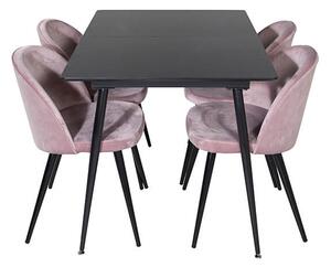 Šilar Velvet stolová souprava černá / růžová