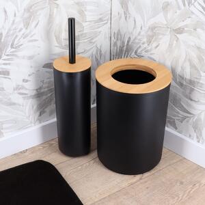 WC kartáč Timeless, černá/s dřevěnými a chromovými prvky