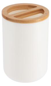 Koupelnový pohár na kartáčky Besson, bílá/s dřevěnými prvky, 300 ml