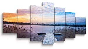 Obraz - Zamrzlé jezero, Ełk, Mazury, Polsko (210x100 cm)
