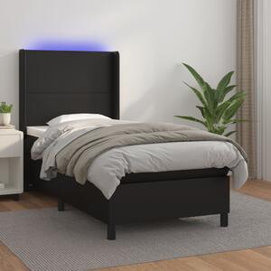 Box spring postel s matrací a LED černá 80 x 200 cm umělá kůže 3139229