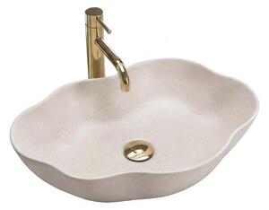 REA-U0617 - Umyvadlo na desku PEARL 38x50,5 cm keramika/béžová/imitace kamene