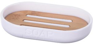 Miska na mýdlo White, bílá/s dřevěnými prvky