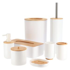 WC kartáč Besson, bílý/s dřevěnými a chromovými prvky