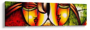 Obraz - Olejomalba, abstraktní obličeje (170x50 cm)