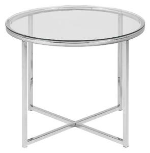 Cross příruční stolek Ø55 cm sklo/chrom