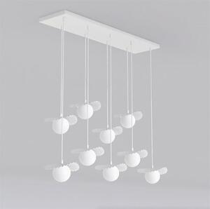 Závěsné svítidlo FLORA 9 – bílé, opálové sklo, 9× G9, šířka 100 cm