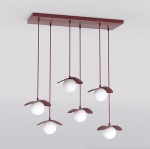 Závěsné svítidlo FLORA 6 – vínové, opálové sklo, 6× G9, šířka 77 cm