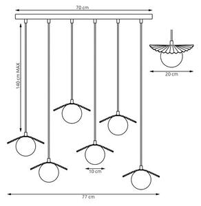 Závěsné svítidlo FLORA 6 – černé, opálové sklo, 6× G9, šířka 77 cm