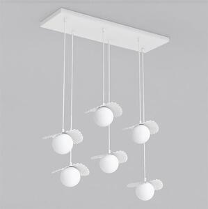 Závěsné svítidlo FLORA 6 – bílé, opálové sklo, 6× G9, šířka 77 cm
