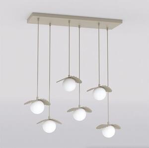 Závěsné svítidlo FLORA 6 – moka, opálové sklo, 6× G9, šířka 77 cm