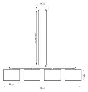 Závěsné svítidlo ECO 4 – celočerné, textilní stínidla, 4× E27, šířka 95 cm