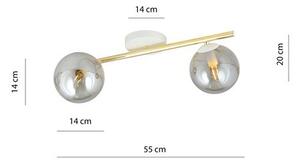 Stropní svítidlo SPLENDI 2 – bílé, grafitové sklo, 2× E14, šířka 55 cm