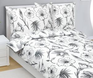 Bellatex Povlečení krepové Ibišek Bílá,Šedá rozměr 140x200, 70x90 cm